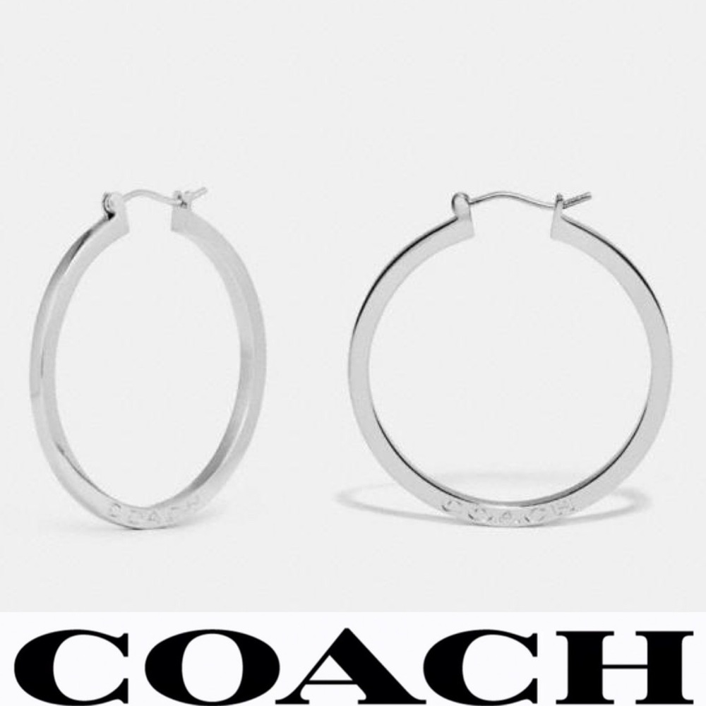 Coach Hoop Earrings F73022 Silver - Picture 1 of 9